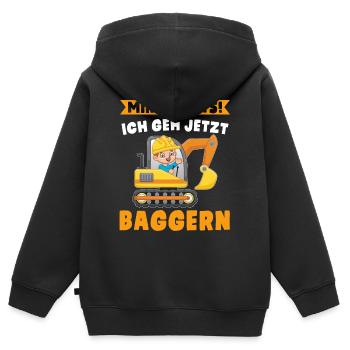 Baggern Lustiger Spruch Jungen Bagger - Kinder Premium Organic Zip Hoodie - Schwarz - Hinten - AI Model Kid Male (0cm)