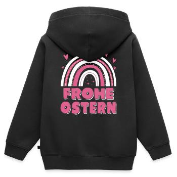 Oster Regenbogen Frohe Ostern - Kinder Premium Organic Zip Hoodie - Schwarz - Hinten - AI Model Kid Male (0cm)