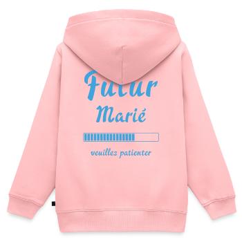 Futur marié veuillez patienter Humour mariage - Sweat Premium à capuche zippé enfant bio - rose - Dos - AI Model Kid Female (0cm)
