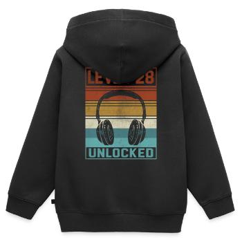 Joueur 28e anniversaire Joueur - Sweat Premium à capuche zippé enfant bio - noir - Dos - AI Model Kid Male (0cm)