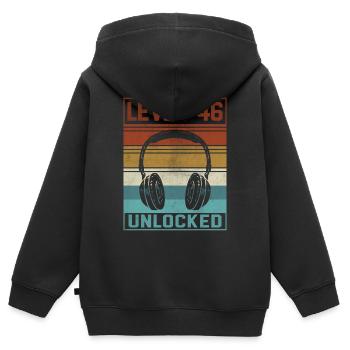 Joueur 46e anniversaire Joueur - Sweat Premium à capuche zippé enfant bio - noir - Dos - AI Model Kid Male (0cm)