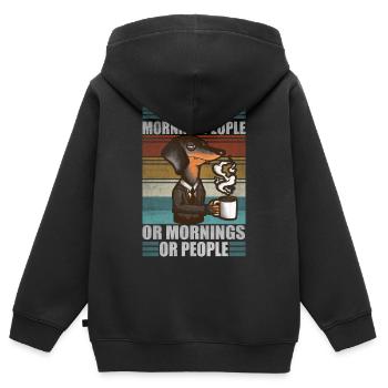 Sarcastic Dachshund Coffee Moody Wiener Dog - Kids Premium Organic Zip-up Hoodie - black - Back - AI Model Kid Male (0cm)