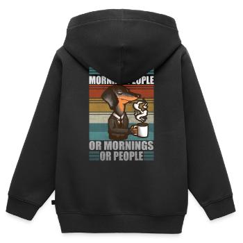 Moody Dachshund Coffee Sarcastic Wiener Dog - Kids Premium Organic Zip-up Hoodie - black - Back - AI Model Kid Male (0cm)