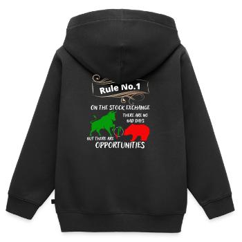 Taureau et ours les animaux du marché boursier et des actions - Sweat Premium à capuche zippé enfant bio - noir - Dos - AI Model Kid Male (0cm)