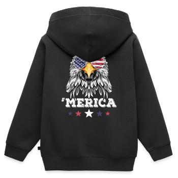 Eagle Merica Sunglasses 4th of July American Flag - Kinder Premium Organic Zip Hoodie - Schwarz - Hinten - AI Model Kid Male (0cm)