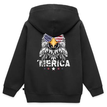 4th of July American Flag USA Sunglasses Eagle - Kinder Premium Organic Zip Hoodie - Schwarz - Hinten - AI Model Kid Male (0cm)