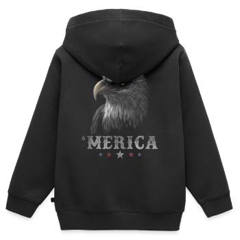 Eagle Patriotic Merica 4th of July American USA - Kinder Premium Organic Zip Hoodie - Schwarz - Hinten - AI Model Kid Male (0cm)