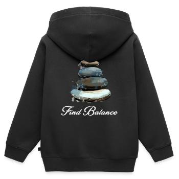Rock Balancing Stone Stacking Balance - Kinder Premium Organic Zip Hoodie - Schwarz - Hinten - AI Model Kid Male (0cm)
