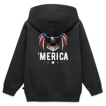 Eagle American Flag 4th of July USA Merica - Kinder Premium Organic Zip Hoodie - Schwarz - Hinten - AI Model Kid Male (0cm)