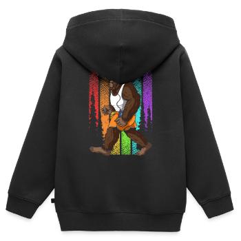 Retro Walking Bigfoot Unheimlich - Kinder Premium Organic Zip Hoodie - Schwarz - Hinten - AI Model Kid Male (0cm)