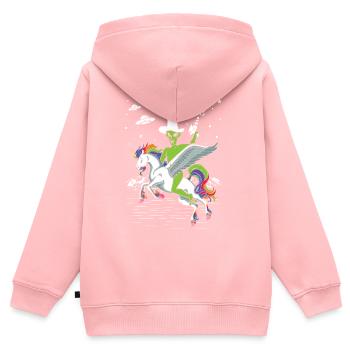 Alien chevauche la licorne Uncanny - Sweat Premium à capuche zippé enfant bio - rose - Dos - AI Model Kid Female (0cm)