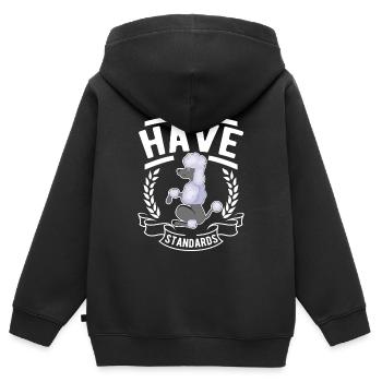 Caniche Amant Drôle Caniche Standard - Sweat Premium à capuche zippé enfant bio - noir - Dos - AI Model Kid Male (0cm)