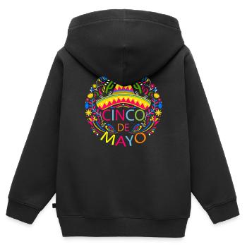 Fiesta Joyeuse Fête Cinco De Mayo - Sweat Premium à capuche zippé enfant bio - noir - Dos - AI Model Kid Male (0cm)
