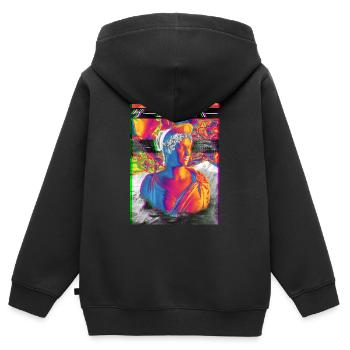 Roman Statue Greek Glitch Vaporwave - Kids Premium Organic Zip-up Hoodie - black - Back - AI Model Kid Male (0cm)