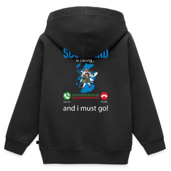 Ecosse Cornemuse Mélomanes Drôle - Sweat Premium à capuche zippé enfant bio - noir - Dos - AI Model Kid Male (0cm)