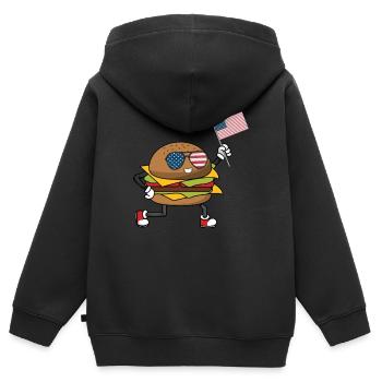 Patriotischer Burger 4. Juli - Kinder Premium Organic Zip Hoodie - Schwarz - Hinten - AI Model Kid Male (0cm)