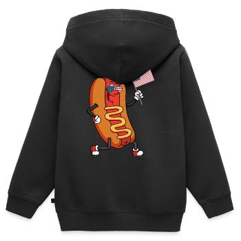 Patriotischer Hotdog 4. Juli - Kinder Premium Organic Zip Hoodie - Schwarz - Hinten - AI Model Kid Male (0cm)