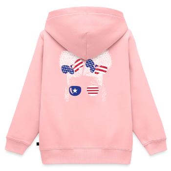 Patriotische Dame 4. Juli - Kinder Premium Organic Zip Hoodie - Rosa - Hinten - AI Model Kid Female (0cm)