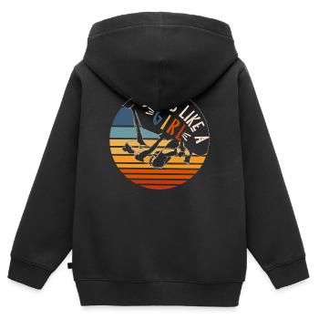 Grimpeuse Grimpeuse WoBouldering - Sweat Premium à capuche zippé enfant bio - noir - Dos - AI Model Kid Male (0cm)