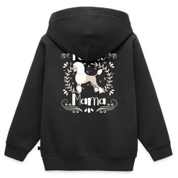 Caniche Mama Chien mignon Caniche standard - Sweat Premium à capuche zippé enfant bio - noir - Dos - AI Model Kid Male (0cm)