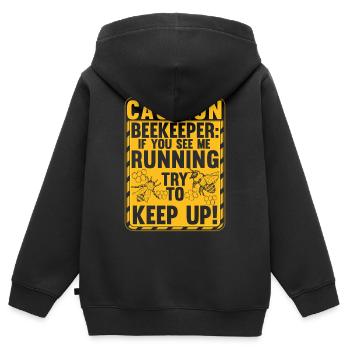 Méfiez-vous Apiculteur Drôle Apiculture - Sweat Premium à capuche zippé enfant bio - noir - Dos - AI Model Kid Male (0cm)