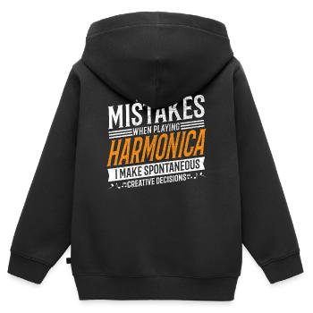 Mundharmonika Kreativer Mundharmonikaspieler - Kinder Premium Organic Zip Hoodie - Schwarz - Hinten - AI Model Kid Male (0cm)