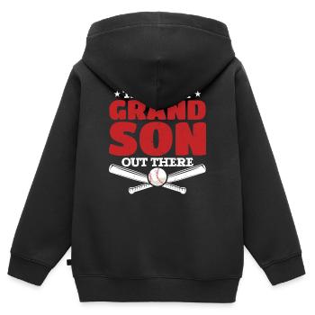 Enkel Baseballspieler Stolze Großeltern - Kinder Premium Organic Zip Hoodie - Schwarz - Hinten - AI Model Kid Male (0cm)