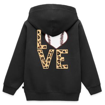 Leopard Baseball Thema Frauen Baseball - Kinder Premium Organic Zip Hoodie - Schwarz - Hinten - AI Model Kid Male (0cm)