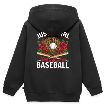 Mädchen Baseball Thema Baseball-Liebhaber - Kinder Premium Organic Zip Hoodie - Schwarz - Hinten - AI Model Kid Male (0cm)