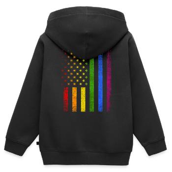 Bunte amerikanische Flagge LGBTQ Stolz - Kinder Premium Organic Zip Hoodie - Schwarz - Hinten - AI Model Kid Male (0cm)