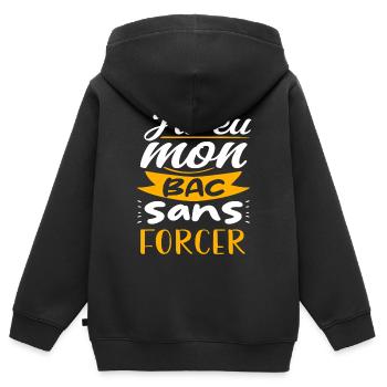j'ai eu mon bac sans forcer - Sweat Premium à capuche zippé enfant bio - noir - Dos - AI Model Kid Male (0cm)