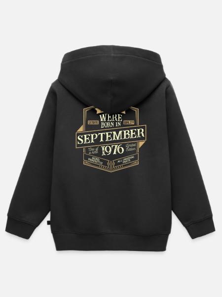 September 1976 Geburtstag Mann - Hoodie Premium med dragkedja barn ekologisk - svart