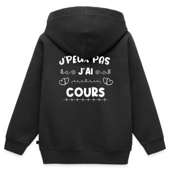je peux pas j ai cours - Sweat Premium à capuche zippé enfant bio - noir - Dos - AI Model Kid Male (0cm)