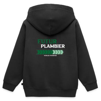 futur plombier - Sweat Premium à capuche zippé enfant bio - noir - Dos - AI Model Kid Male (0cm)