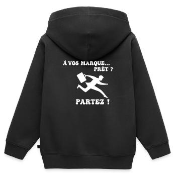À vos marques.. Prêts? Partez! - Sweat Premium à capuche zippé enfant bio - noir - Dos - AI Model Kid Male (0cm)