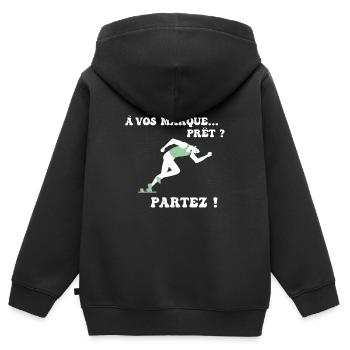 À vos marques.. Prêts? Partez! - Sweat Premium à capuche zippé enfant bio - noir - Dos - AI Model Kid Male (0cm)