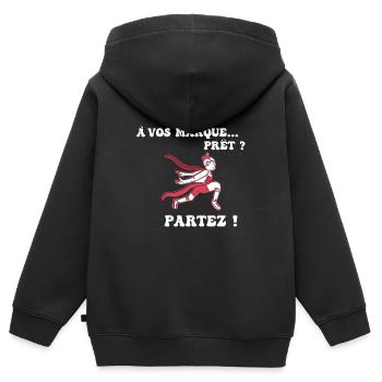 À vos marques.. Prêts? Partez! - Sweat Premium à capuche zippé enfant bio - noir - Dos - AI Model Kid Male (0cm)