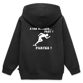 À vos marques.. Prêts? Partez! - Sweat Premium à capuche zippé enfant bio - noir - Dos - AI Model Kid Male (0cm)