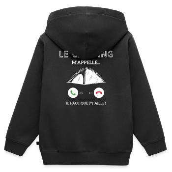 le campagne m'appelle il faut que j'y aille! - Sweat Premium à capuche zippé enfant bio - noir - Dos - AI Model Kid Male (0cm)