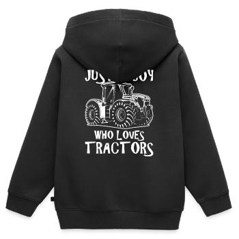 Just A Boy Who Loves Tractors Traktor - Kinder Premium Organic Zip Hoodie - Schwarz - Hinten - AI Model Kid Male (0cm)