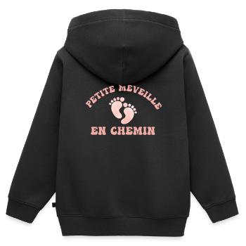 Petite merveille en chemin - Sweat Premium à capuche zippé enfant bio - noir - Dos - AI Model Kid Male (0cm)