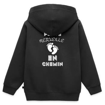 Petite merveille en chemin - Sweat Premium à capuche zippé enfant bio - noir - Dos - AI Model Kid Male (0cm)