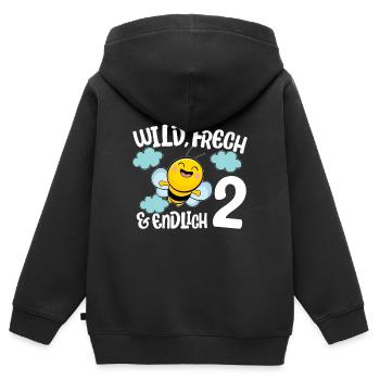 Bienchen Endlich 2 Jahre Mädchen Geburtstagsmotiv - Kinder Premium Organic Zip Hoodie - Schwarz - Hinten - AI Model Kid Male (0cm)