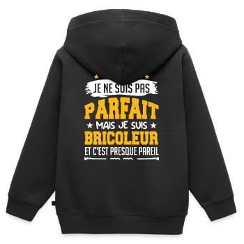 Je Ne Suis Parfait Mais Je Suis Bricoleur - Sweat Premium à capuche zippé enfant bio - noir - Dos - AI Model Kid Male (0cm)