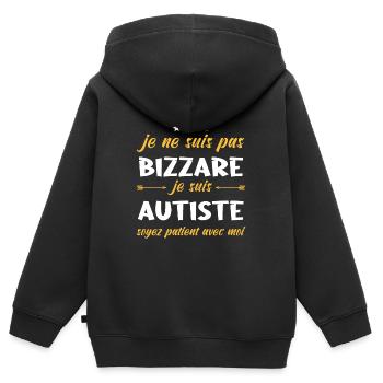 Je Ne Suis Pas Bizarre Je Suis Autiste - Sweat Premium à capuche zippé enfant bio - noir - Dos - AI Model Kid Male (0cm)
