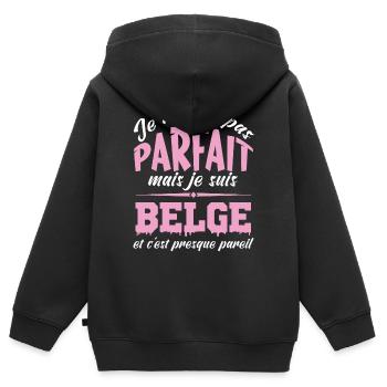Je ne suis pas parfaite mais je suis Belge - Sweat Premium à capuche zippé enfant bio - noir - Dos - AI Model Kid Male (0cm)