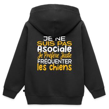 Je préfère juste fréquenter les chiens - Sweat Premium à capuche zippé enfant bio - noir - Dos - AI Model Kid Male (0cm)