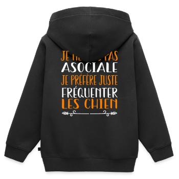 Je préfère juste fréquenter les chiens - Sweat Premium à capuche zippé enfant bio - noir - Dos - AI Model Kid Male (0cm)