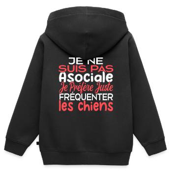 Je préfère juste fréquenter les chiens - Sweat Premium à capuche zippé enfant bio - noir - Dos - AI Model Kid Male (0cm)