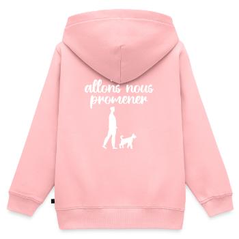 Allons Nous Promener | amoureux des chiens - Sweat Premium à capuche zippé enfant bio - rose - Dos - AI Model Kid Female (0cm)